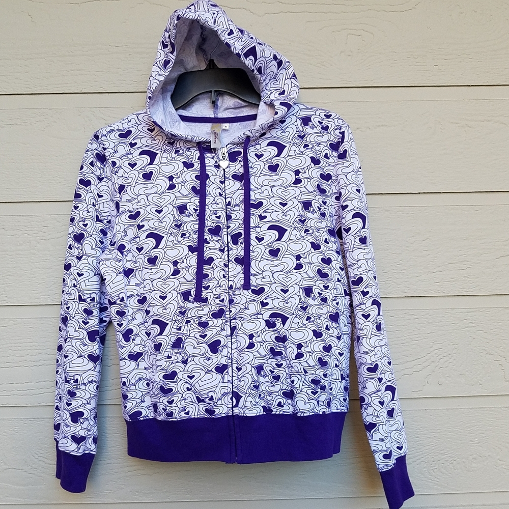 Feathers Girls Purple Hearts Hooded size M